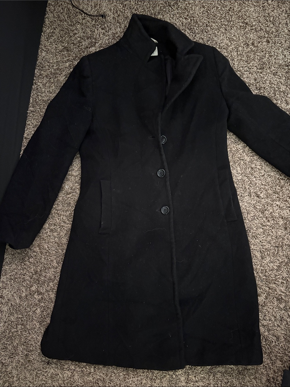 Larry Levine Black Single-Breasted Pea Coat